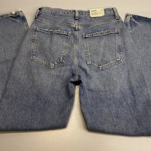 NEW AGOLDE Riley Long High Rise Straight Jeans • Size 25 • Quiver Distressed - Picture 7 of 11
